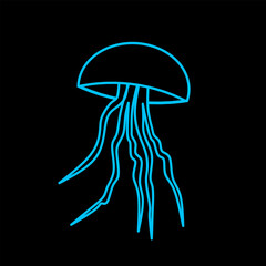 Futuristic neon glowing jellyfish design