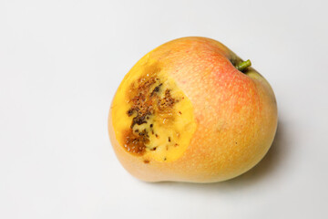 Ripe Mango Cut Open Revealing Unexpected Internal Rot and Mold Despite Fresh Outer Appearance