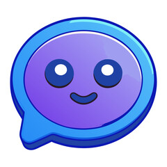 Fototapeta premium Smiling purple face in blue speech bubble cartoon vector