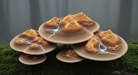 Digital Art Luminescent Mushrooms, Nature's Glowing Wonders