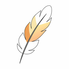 Elegant vector illustration of a feather in yellow-orange gradient style. Suitable for boho design, spiritual graphics, and artistic branding.