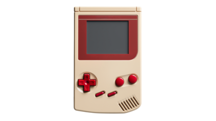 Classic handheld gaming console evokes retro nostalgia and simple fun isolated on transparent background