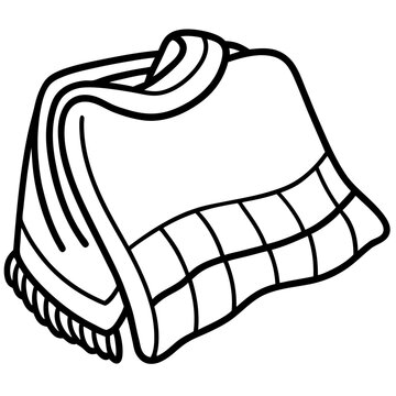 folded blanket black and white outline clip art preview