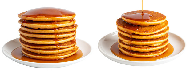  Korean Hotteok Pancakes with Crispy Golden Crust on White Plate, Isolated on Transparent Background PNG