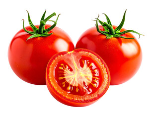 Red tomatoes fresh tomatoes half tomato ripe tomatoes healthy food on transparent background