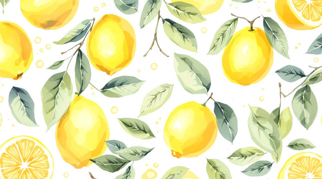 Hand-painted lemons in vibrant yellow tones, forming a cheerful seamless design inspired by freshness, lightness, and summer vibes