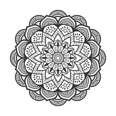 Mandala Art Vector   Intricate Black and White Geometric Floral Design for Coloring Pages and Meditation.