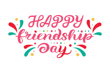Happy Friendship Day Celebration: A vibrant and colorful calligraphy design that radiates joy and togetherness, perfect for celebrating the bond of friendship. 