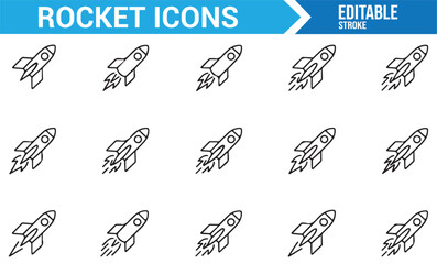 Space Exploration and Rocket Launch Icons for Innovation and Technology Projects

