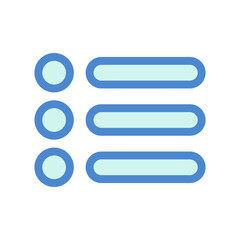 Fototapeta premium Light Blue Outline Menu Icon with Three Lines and Bullet Points