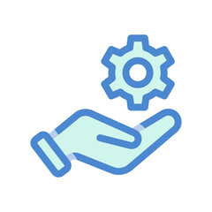 Obraz premium Hand Holding a Gear Icon Representing System Support