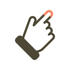 Stylized hand cursor icon with index finger pointing diagonally up right