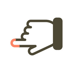 Stylized digital icon of a human hand with index finger pointing left