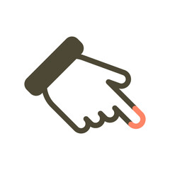 Stylized hand cursor with index finger pointing diagonally down right