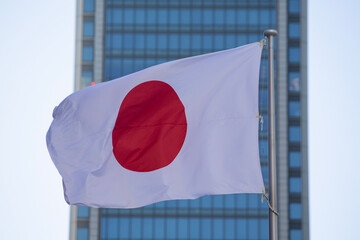 Japanese flag in the city