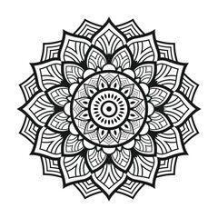 Mandala Art Vector   Intricate Black and White Geometric Floral Design for Coloring Pages and Meditation.