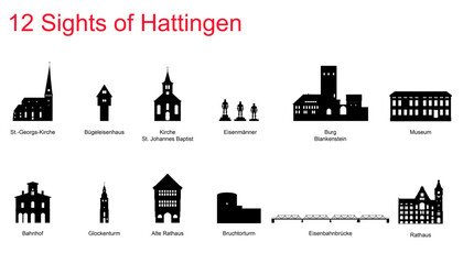 Naklejka premium Hattingen, Deutschland Silhouette 
