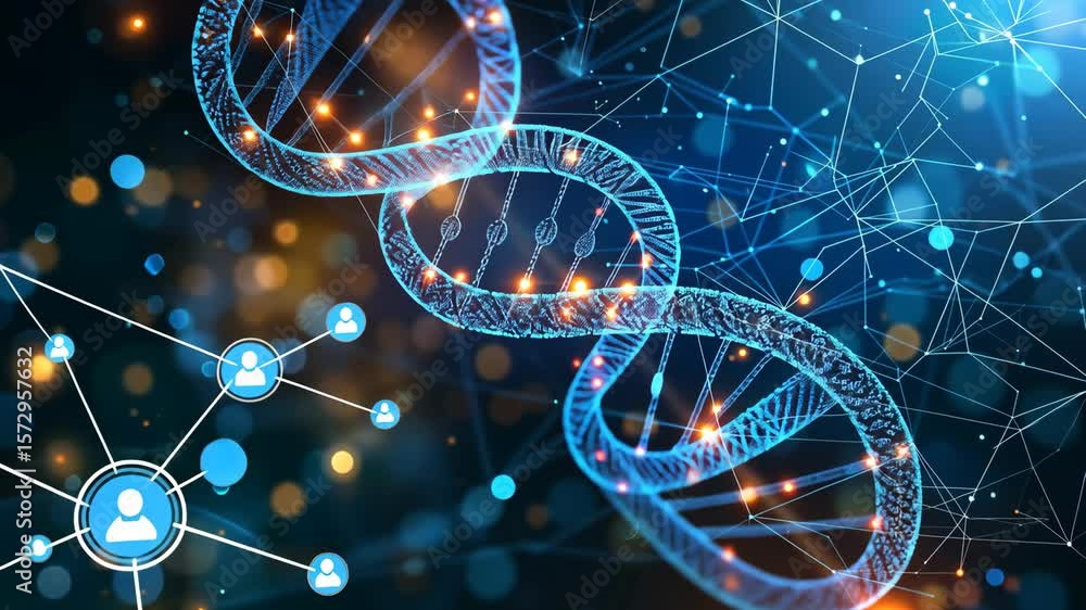 Poster molecular structure of dna intertwined with neural networks