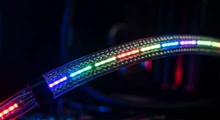 Neon Braided Cable - Futuristic RGB Glow & Tech Illumination AI-Generated  