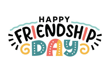 Celebrate the joy of friendship day with this vibrant and playful hand drawn typography design