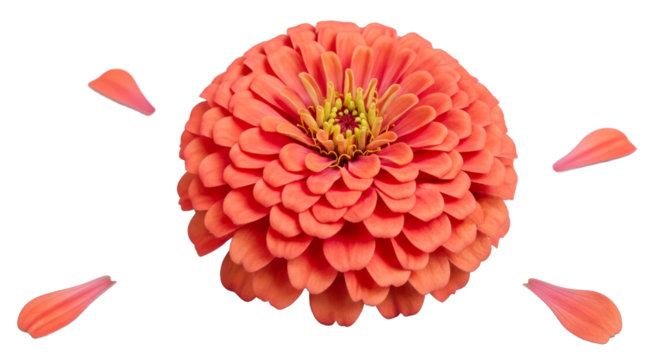 Orange Zinnia Flower with Scattered Petals