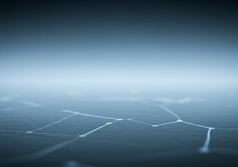 Abstract Network of Connected Lines and Nodes in Blue Tones.