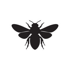 Honey bee silhouette on white background. Honey bee icon sign vector illustration design.

