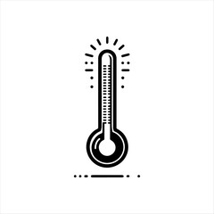 Simple, stylized graphic of a thermometer, radiating energy.