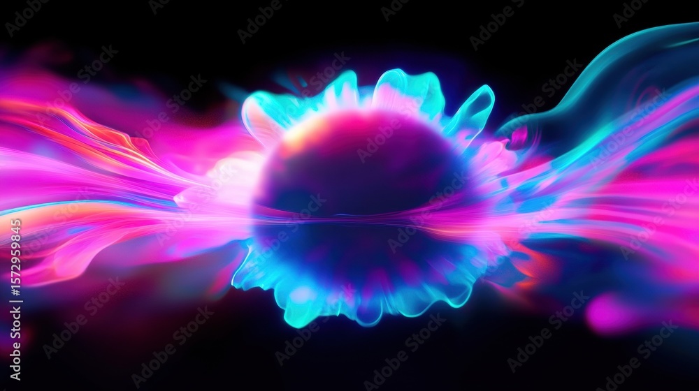 Poster colorful abstract wave pattern creating a vibrant sphere effect
