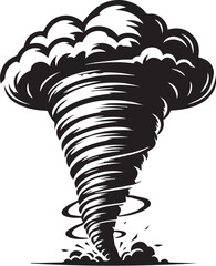 Tornado storm Black and white vector