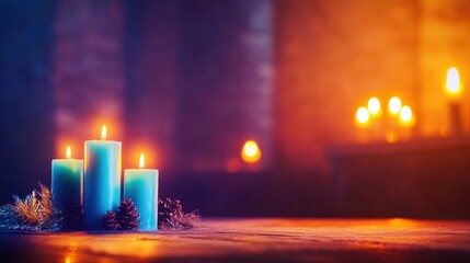 Tranquil atmosphere created by glowing candles in a serene setting