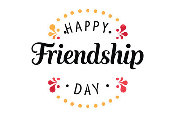 Celebrate the bond of friendship with this festive happy friendship day graphic featuring elegant calligraphy and colorful decorative elements
