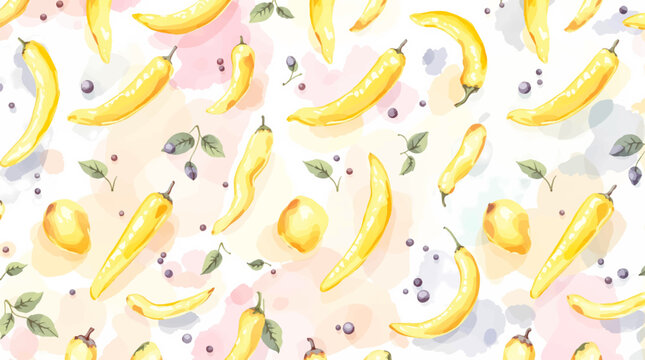 Watercolor pattern pepper on white background vector