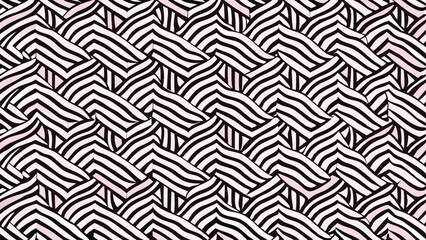 Fototapeta premium Black and white geometric wave pattern with subtle pink shading abstract background