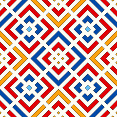 Repeated chevrons, diamonds, angle brackets, curves pattern background. Embroidery ornament. Geometric image. Ancient mosaic motif backdrop. Ethnic digital paper, textile print. Seamless vector