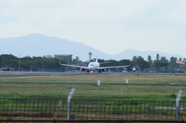airplane landing on the runway