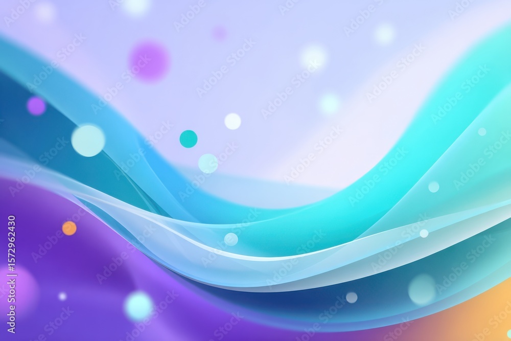 Poster Abstract gradient background with colorful wave lines and glowing bokeh dots
