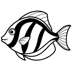 Blue Tang line art vector