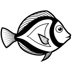 Blue Tang line art vector