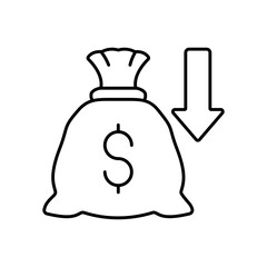 Money Loss Financial Downfall Line Icon