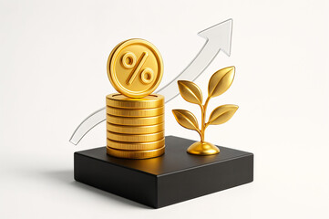 Financial Growth and Investment 3D Illustration