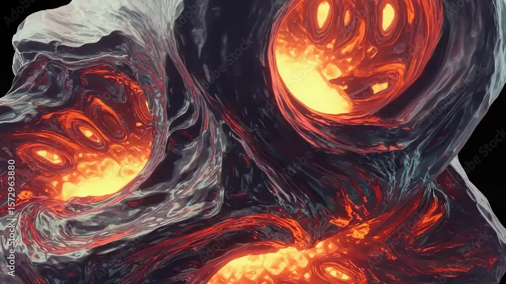 Fototapete mesmerizing abstract animation of flowing molten lava and stone formations in a seamless loop