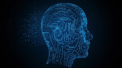 A digital representation of artificial intelligence with a circuit board brain design - Powered by Adobe