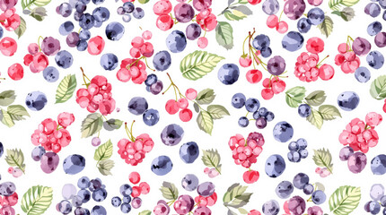 Juicy hand-painted berry illustration featuring vibrant raspberries and blueberries on a light background © Paint
