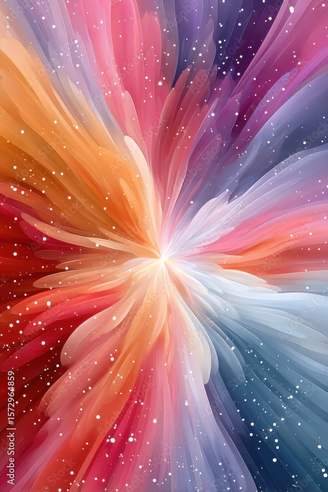 Poster colorful abstract background with soft flowing shapes and central light
