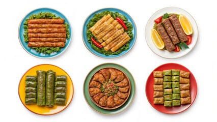 Delicious Middle Eastern Cuisine: Assorted Appetizers, Flatlays, Vibrant Colors, Studio Shot