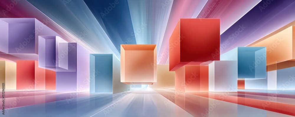 Aufkleber abstract colorful 3d cubes with dynamic lighting and reflections