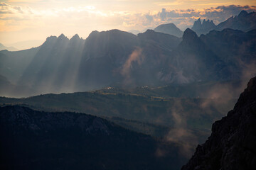 Dolomite stuning sunset from the Lagazuoi refuge
