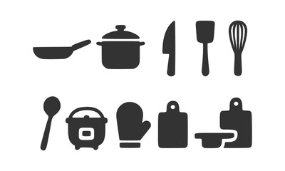 Essential Kitchen Utensils and Cookware Icons A Comprehensive Set