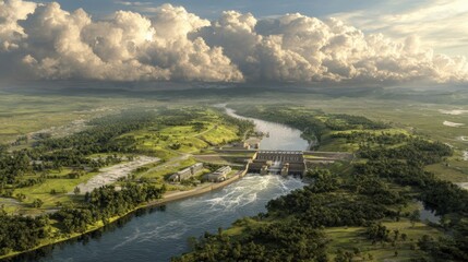 Sustainable hydropower facility coexisting with local wildlife habitat